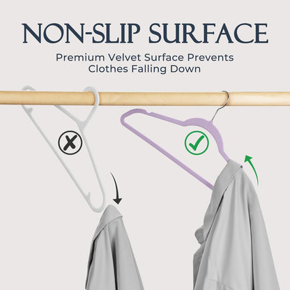HOUSE DAY Purple Velvet Hangers 60 Pack