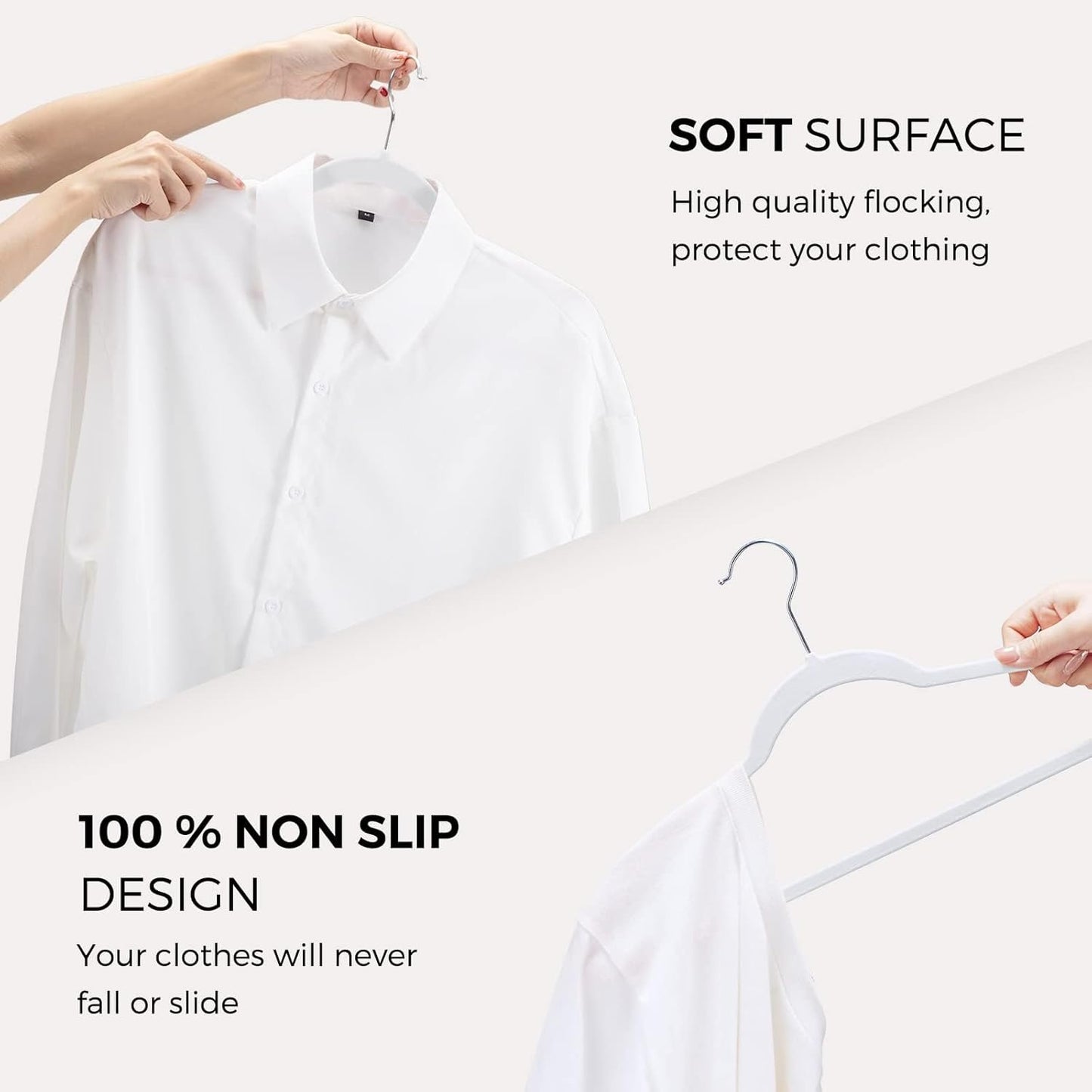 HOUSE DAY White Velvet Hangers 50 Pack