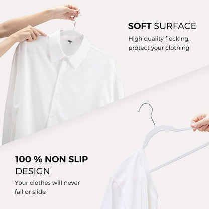 HOUSE DAY White Velvet Hangers 50 Pack
