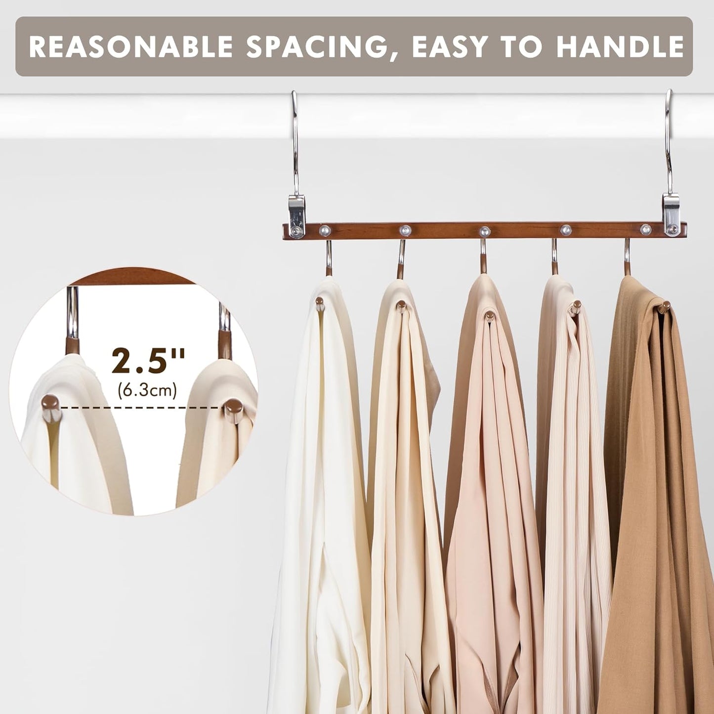 HOUSE DAY Pants Hangers Space Saving, Wood Jean Hangers for Closet 2 pack
