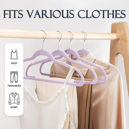 HOUSE DAY Purple Velvet Hangers 60 Pack