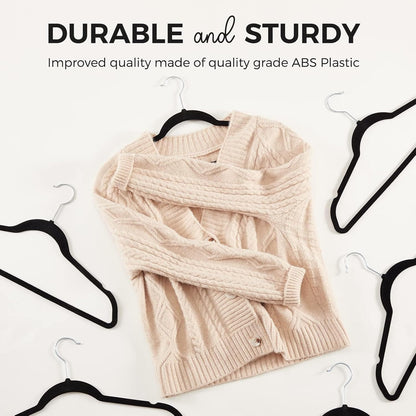 HOUSE DAY Black Velvet Hangers 50 Pack