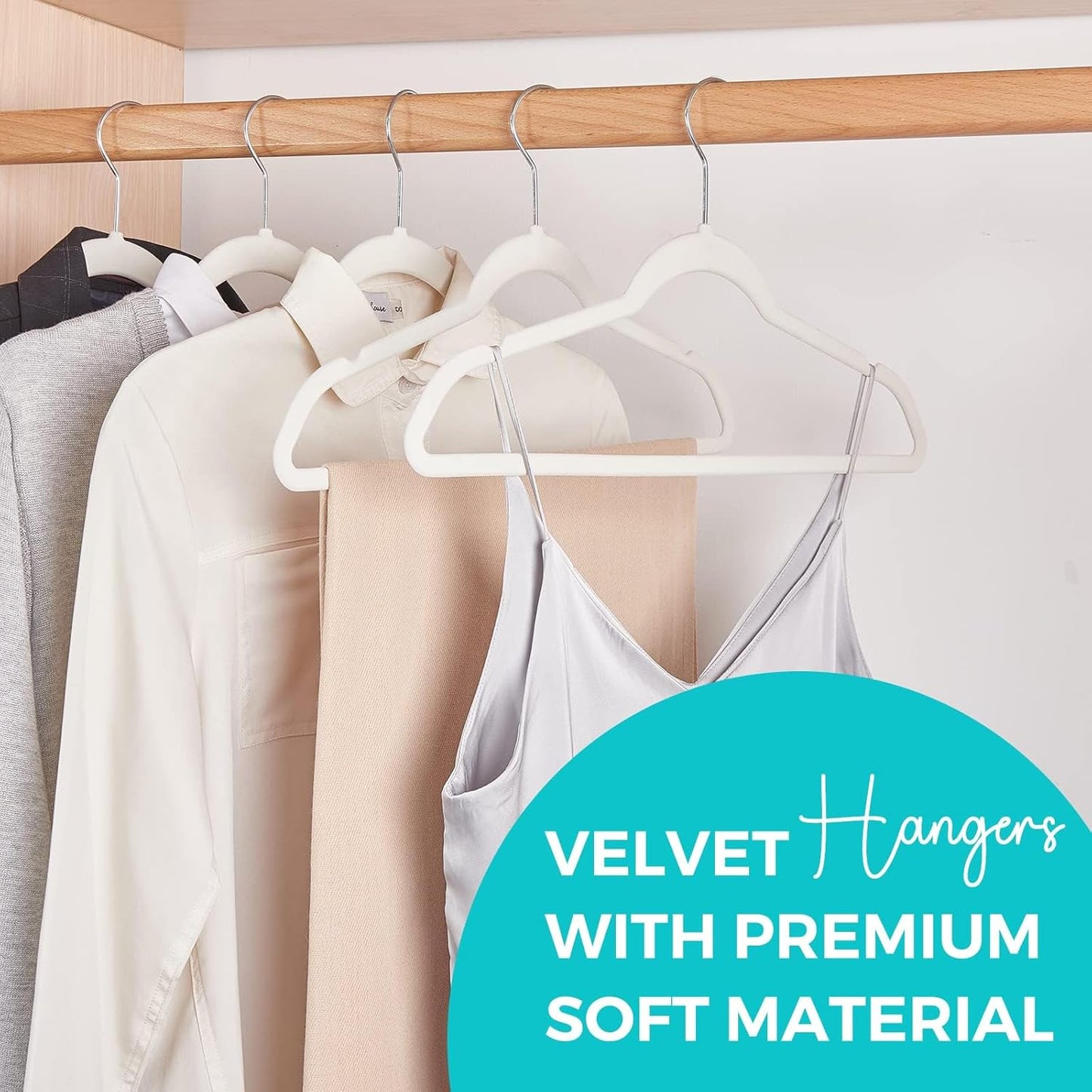 HOUSE DAY White Velvet Hangers 50 Pack