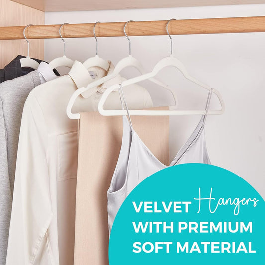 HOUSE DAY White Velvet Hangers 50 Pack