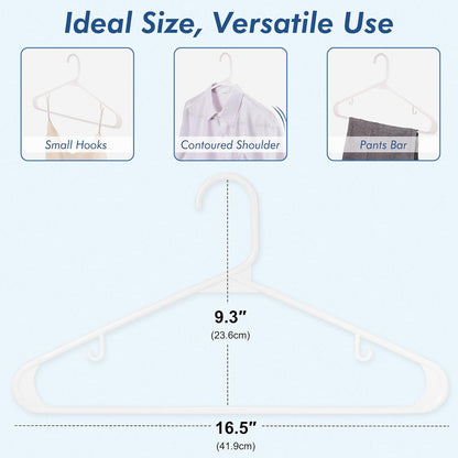 HOUSE DAY 16.5x9.3 Inch Plastic Hangers White 50 Pack