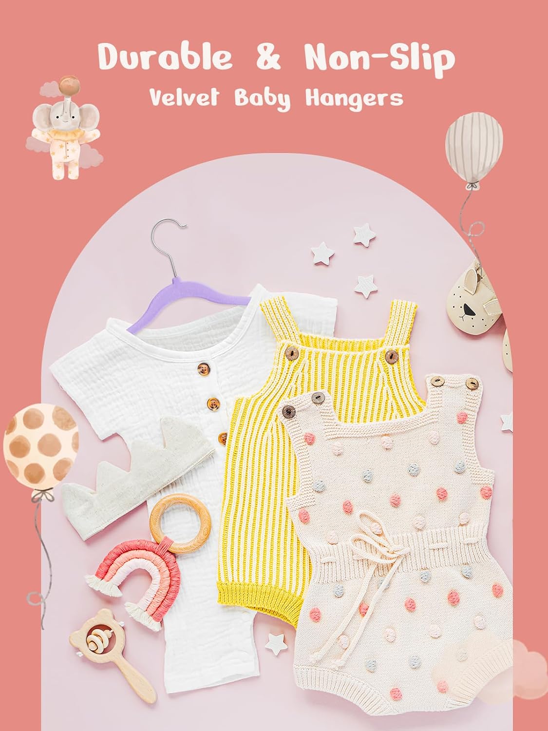 HOUSE DAY 11 Inch Velvet Baby Hangers Purple 50 Pack