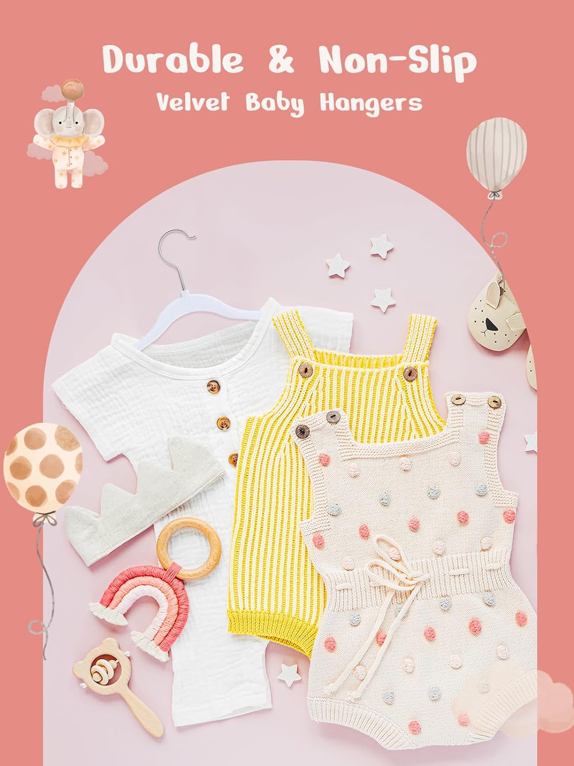 HOUSE DAY 11 Inch Velvet Baby Hangers White 50 Pack