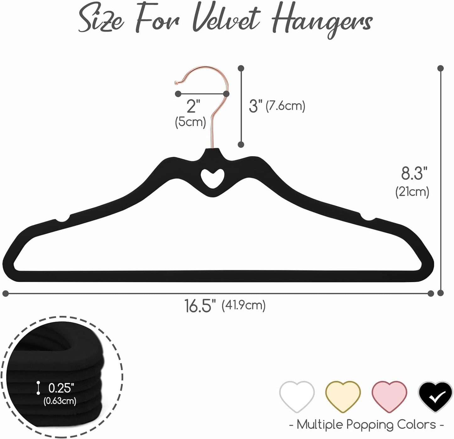 HOUSE DAY 16.5 Inch Velvet Hangers Black 60 Pack