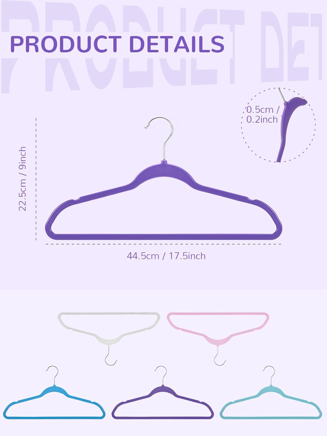 HOUSE DAY 17.5 Inch Plastic Hangers Purple 20 Pack