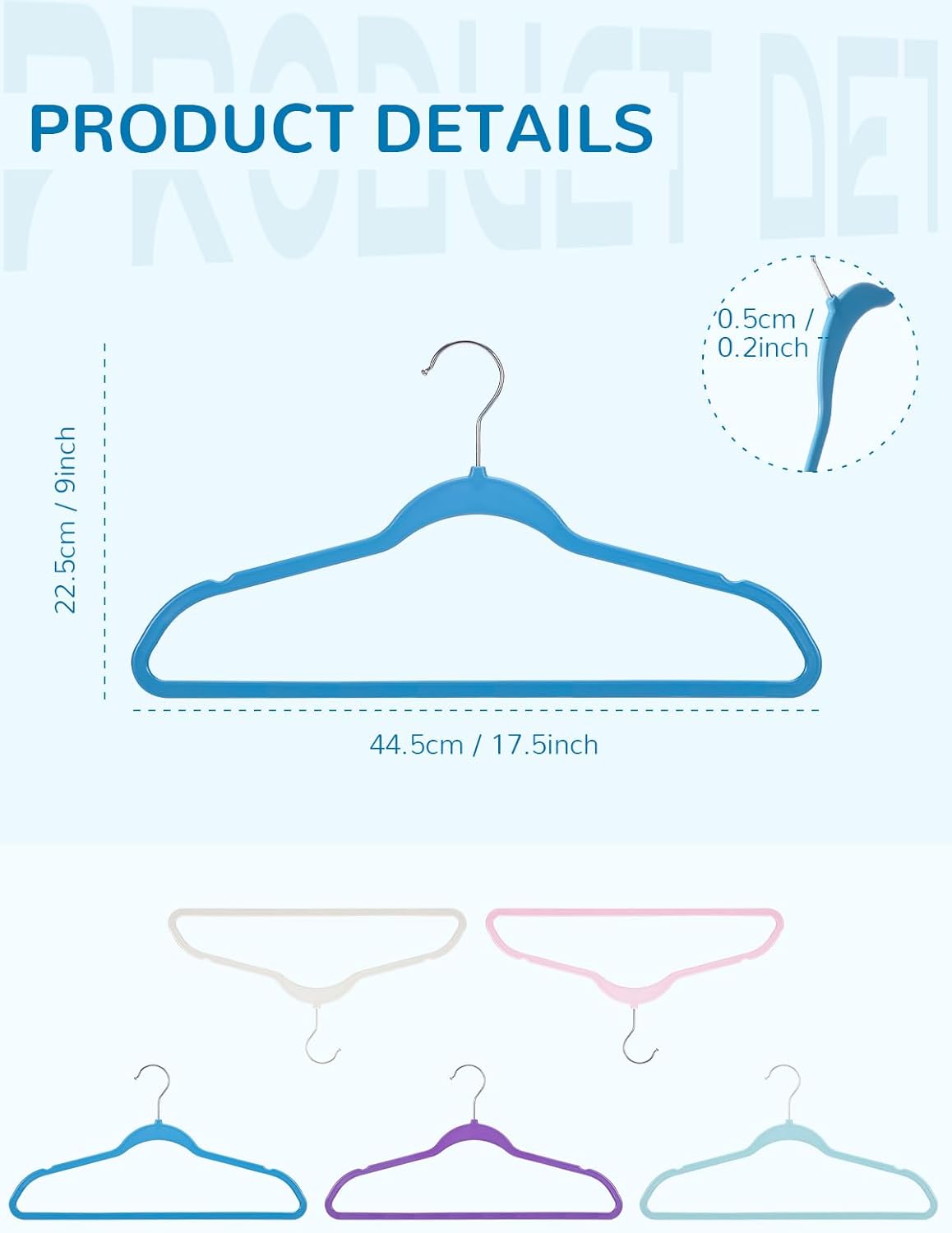 HOUSE DAY 17.5 Inch Plastic Hangers Blue 20 Pack