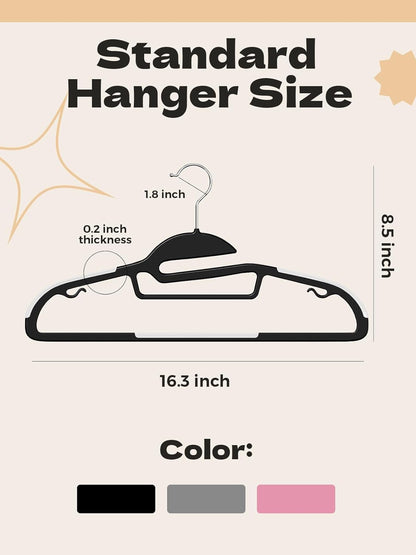 HOUSE DAY Heavy Duty 16.3 inch Plastic Hangers Black + White 50 Pack