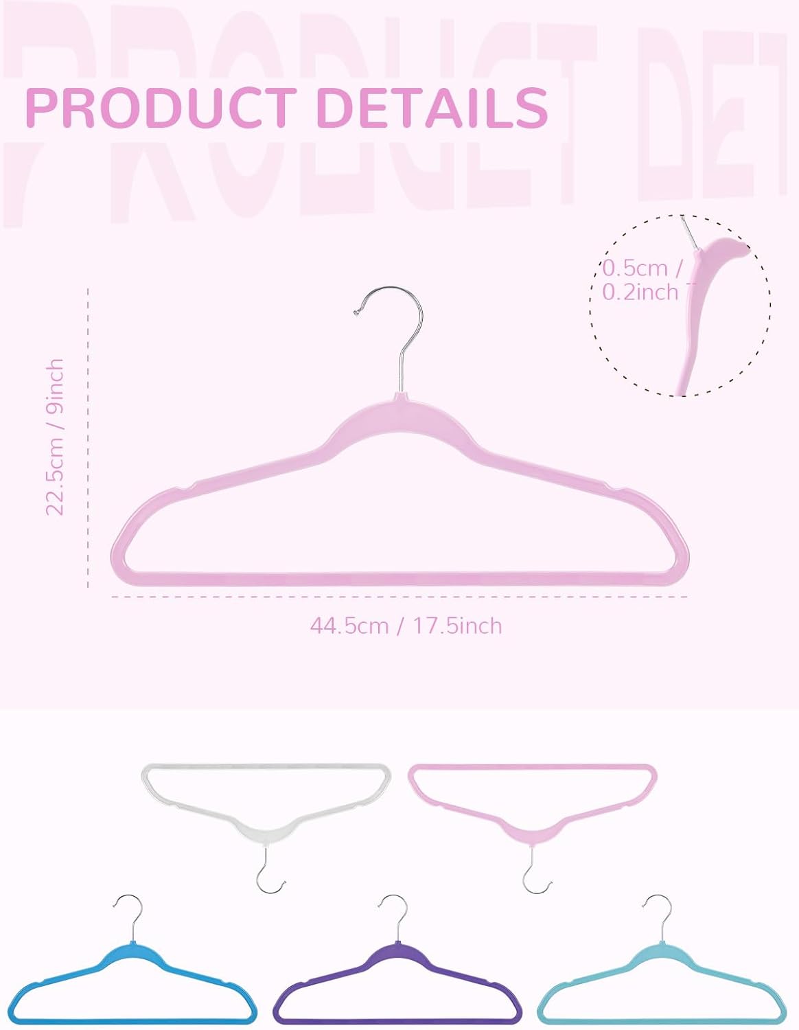 HOUSE DAY 17.5 Inch Plastic Hangers Pink 20 Pack