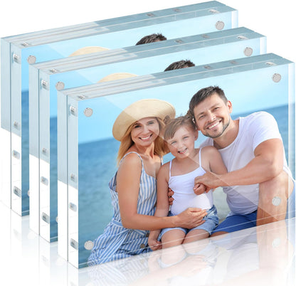 HOUSE DAY 5x7 Double-Sided Acrylic Magnetic Picture Frame with Microfiber Cloth 3 Pack