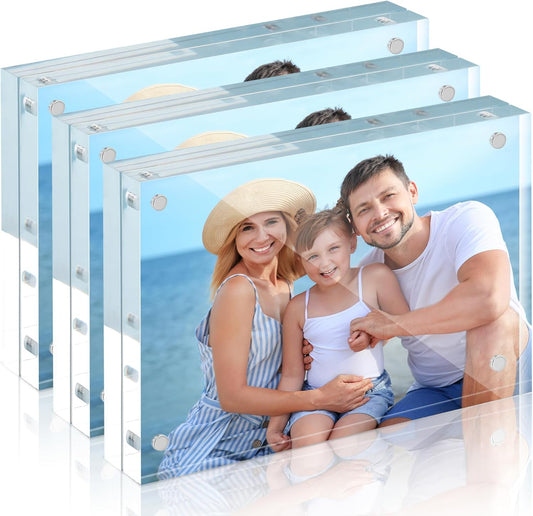 HOUSE DAY 5x7 Double-Sided Acrylic Magnetic Picture Frame with Microfiber Cloth 3 Pack