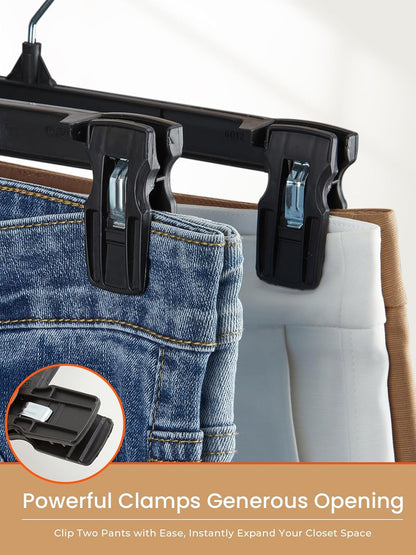 HOUSE DAY Plastic Pants Skirts Hangers 12inch with Non-Slip Big Clips 25 Pack