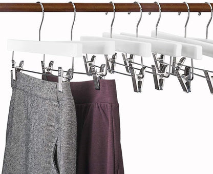 HOUSE DAY Premium Solid Lotus Wood Hangers for Pants & Skirts with Adjustable Clips