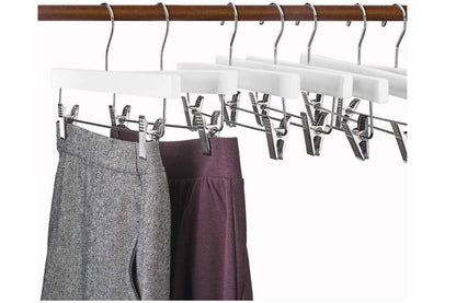 HOUSE DAY Premium Solid Lotus Wood Hangers for Pants & Skirts with Adjustable Clips