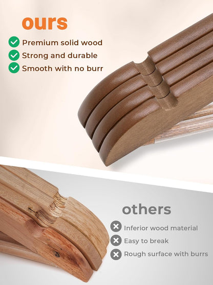 HOUSE DAY Walnut Premium Wooden Hangers 20 Pack