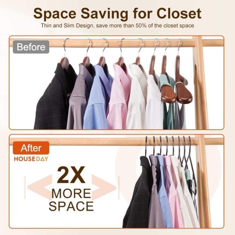 HOUSE DAY 16.5x9.3 Inch Plastic Hangers 60 Pack