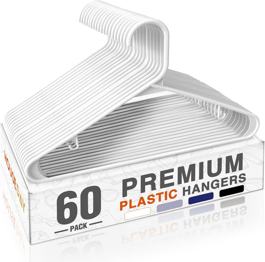 HOUSE DAY White Plastic Hangers 60 pack