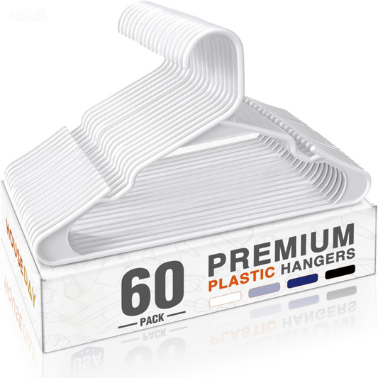 HOUSE DAY White Plastic Hangers 60 Pack