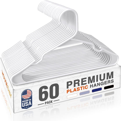 HOUSE DAY White Plastic Hangers 60 Pack