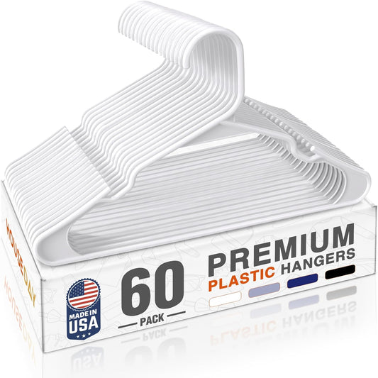HOUSE DAY White Plastic Hangers 60 Pack