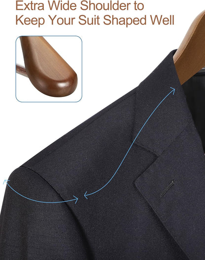HOUSE DAY Walnut Wide Shoulder Wooden Hangers 12 Pack