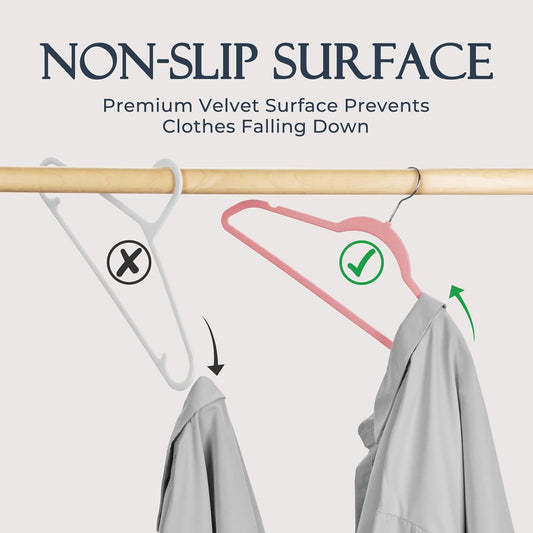 HOUSE DAY Pink Velvet Hangers 60 Pack