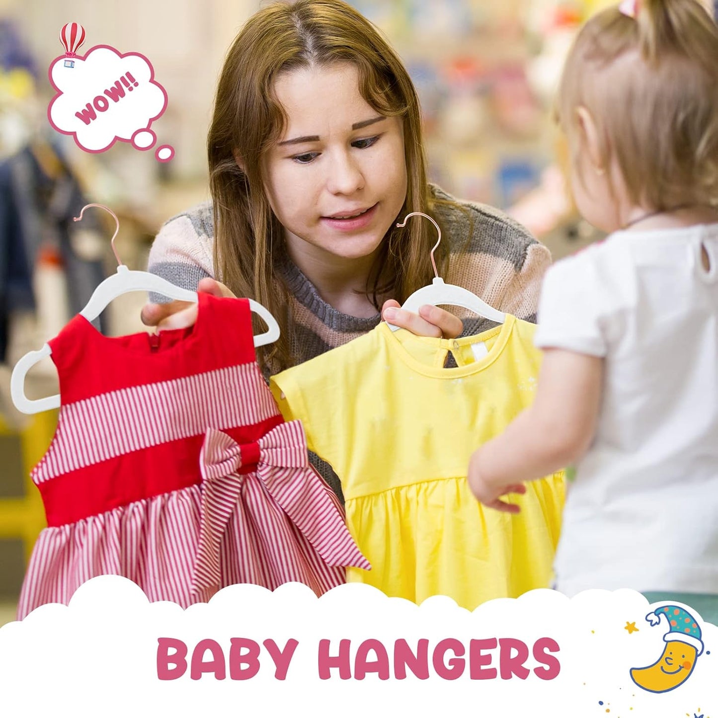 HOUSE DAY 11.8 Inch Velvet Baby Toddler Hangers 60 Pack White