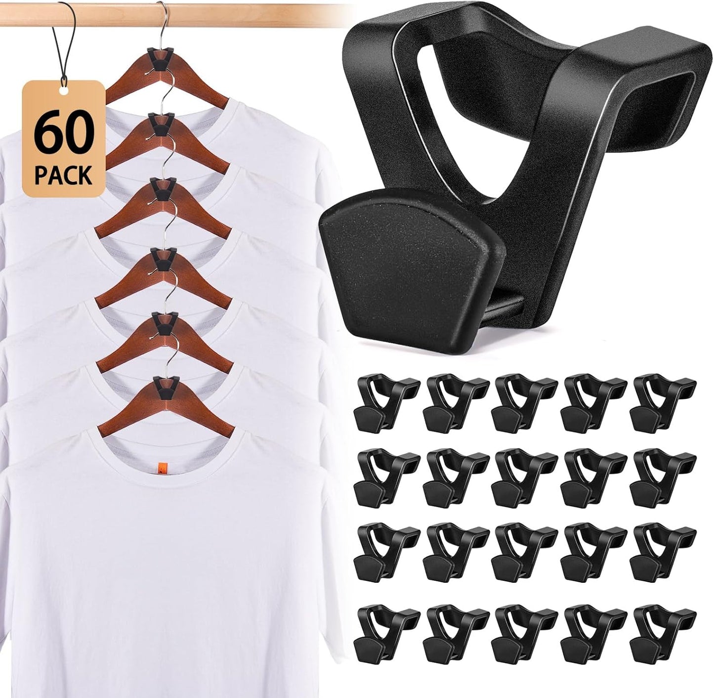 HOUSE DAY Black Space Saving Hanger Hooks 60 Pack