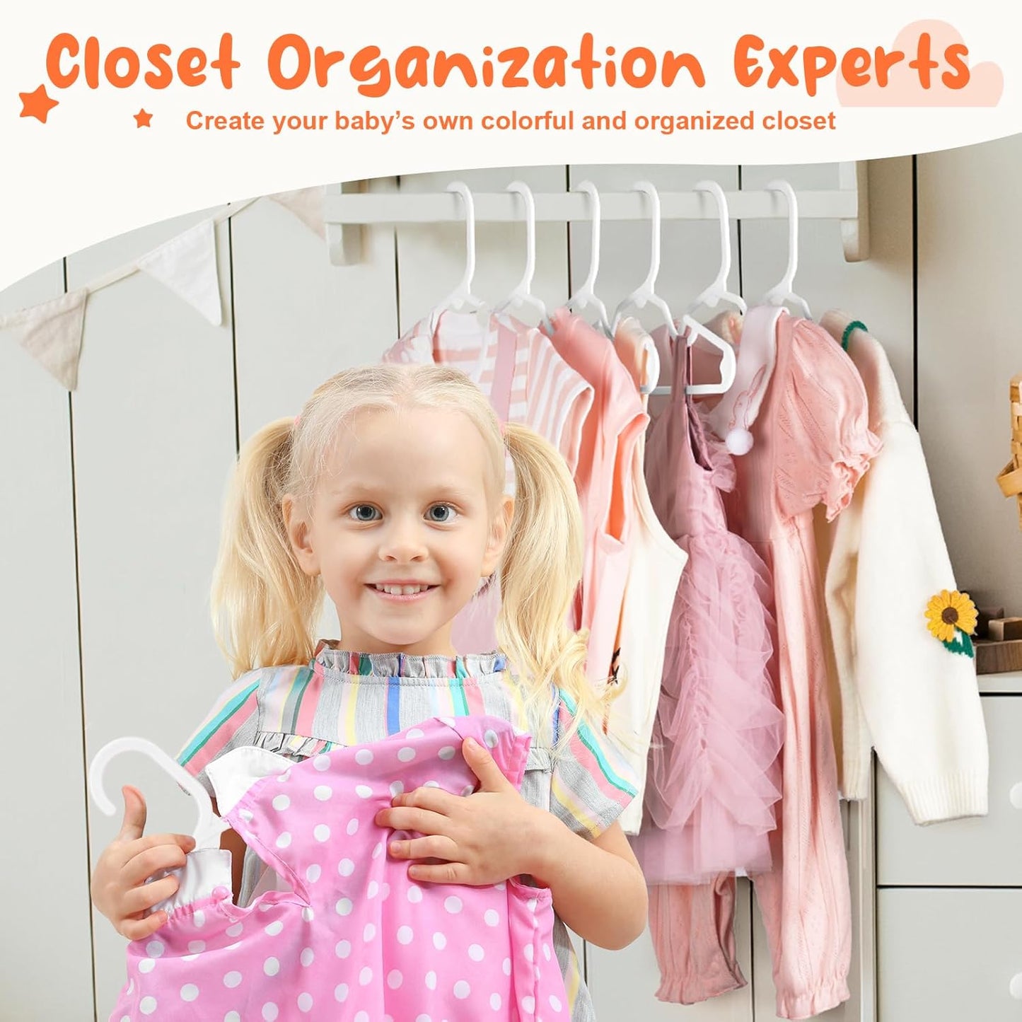 HOUSE DAY 11 Inch Non-Slip Durable Plastic Baby and Kids Hangers