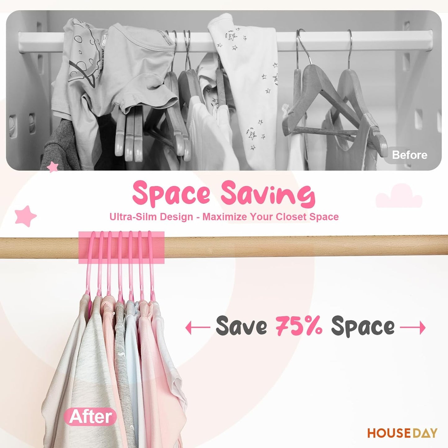 HOUSE DAY 11 Inch Non-Slip Durable Plastic Baby and Kids Hangers