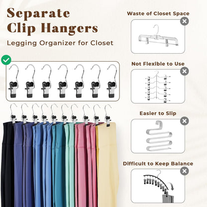 HOUSE DAY Legging Hanger Organizer with Rubber-Coated Clips for Yoga Pants, Workout Sets, Boots, Hats