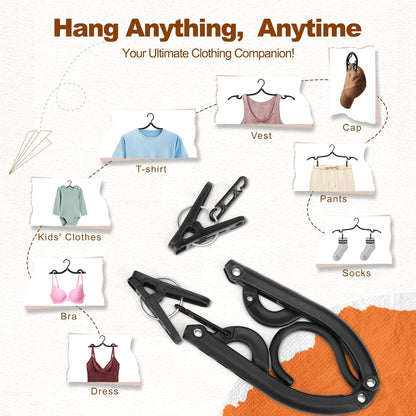 HOUSE DAY Collapsible and Foldable Plastic Travel Hangers with Clips