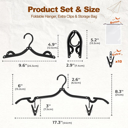 HOUSE DAY Collapsible and Foldable Plastic Travel Hangers with Clips
