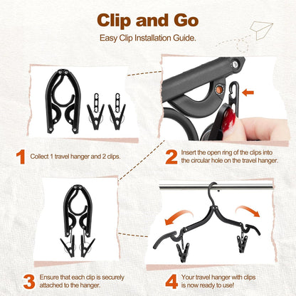 HOUSE DAY Collapsible and Foldable Plastic Travel Hangers with Clips