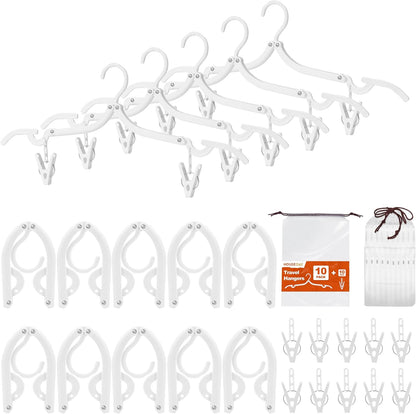 HOUSE DAY Collapsible and Foldable Plastic Travel Hangers with Clips