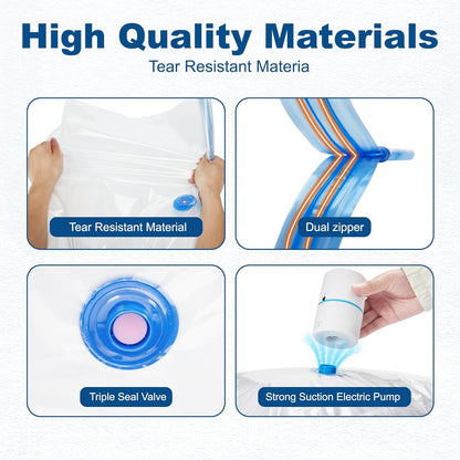 HOUSE DAY Space Saver Vacuum Bags for Travel and Home with Electric Pump 18 Pack