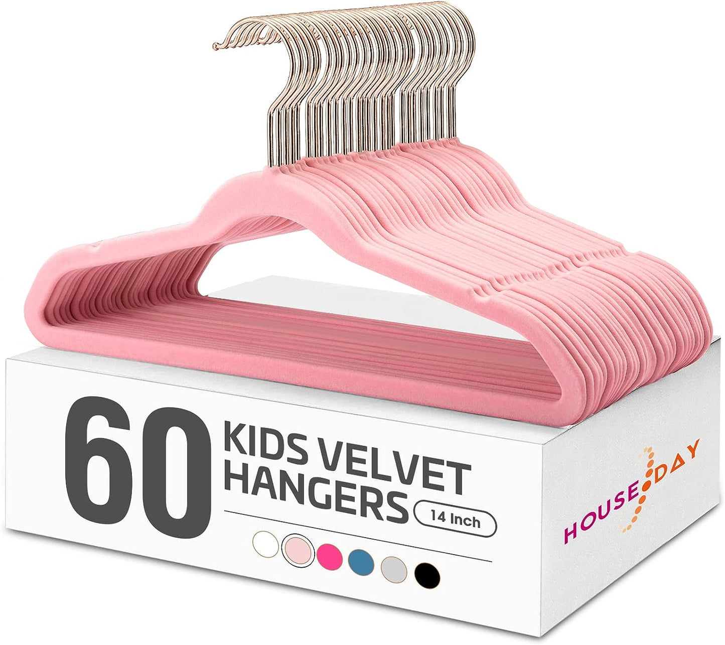 House Day 14 Inch Velvet Kids Hangers 60 Pack